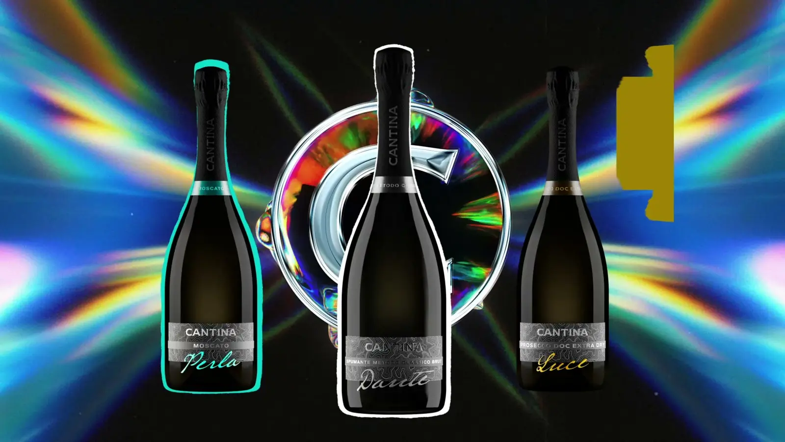Key art from the product film — the Cantina C rendered in chrome and refracted light